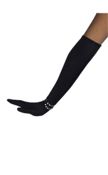Click for more information about Black Elbow Length Rhinestone Gloves