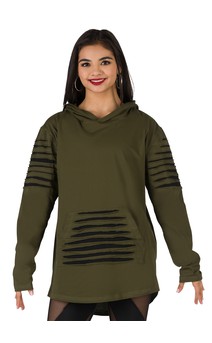 Click for more information about Slashed Hooded Pullover