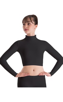 Click for more information about Long Sleeve Mock Neck Zip Back Crop Dri-Line