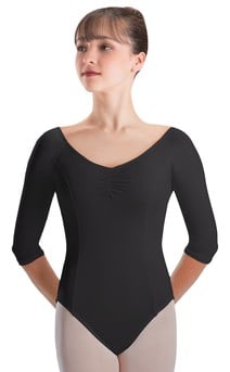 Click for more information about Raglan 3/4 Sleeve High Back Leotard Silkskyn